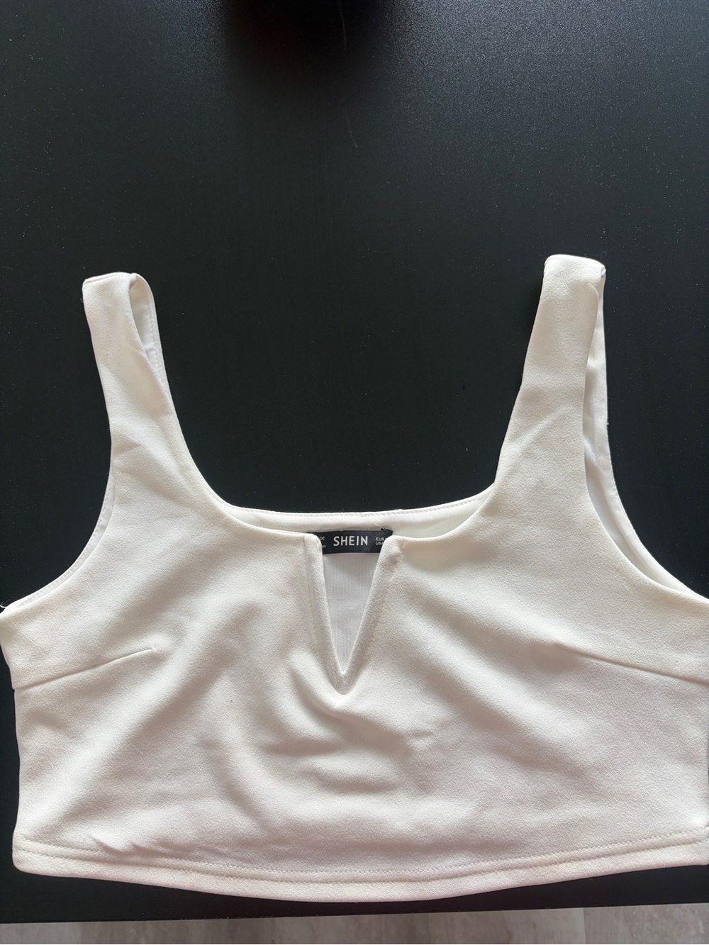 SHEIN White V-Notch Cropped Tank
